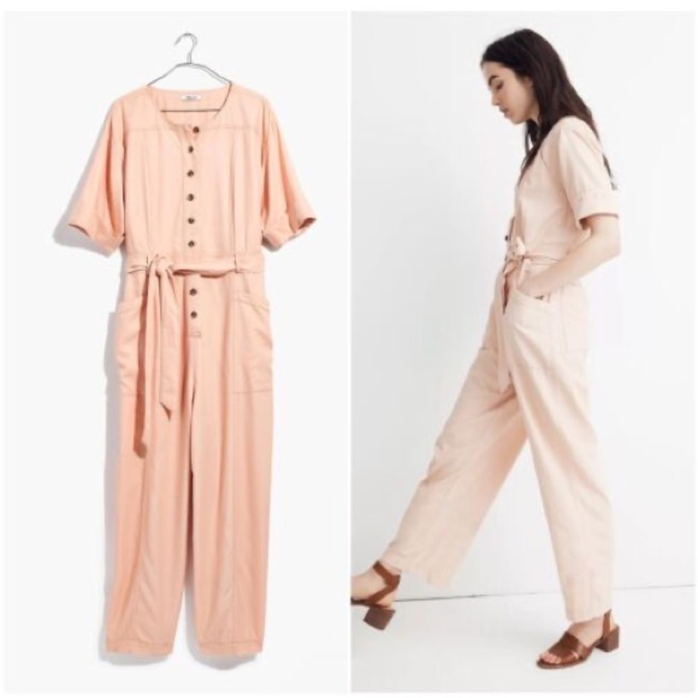 Madewell button down coverall tie waist